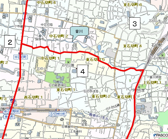 地域3と4の北側境界拡大図
