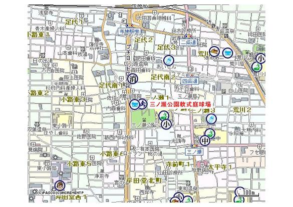 三ノ瀬公園軟式庭球場地図