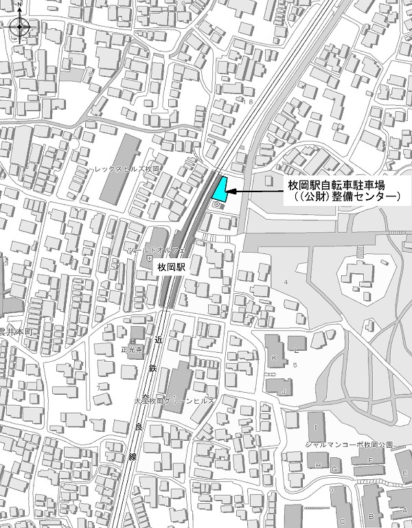 枚岡駅周辺自転車駐車場案内図