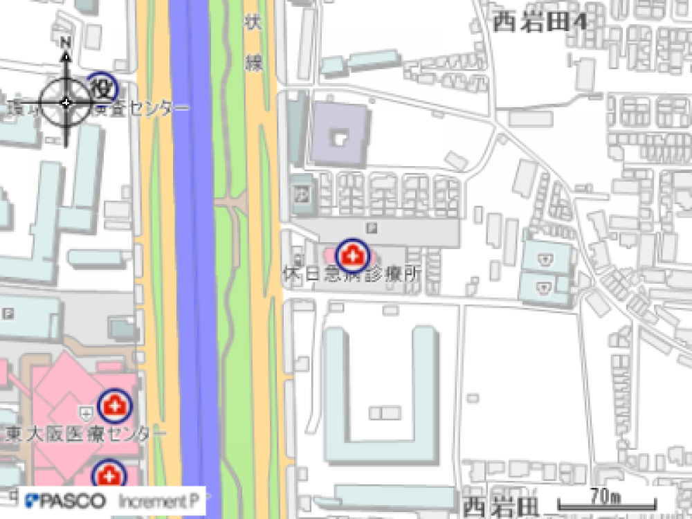 東大阪市休日急病診療所の地図