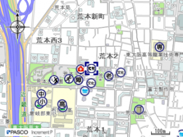 荒本子育て支援センターの地図はこちらをクリック