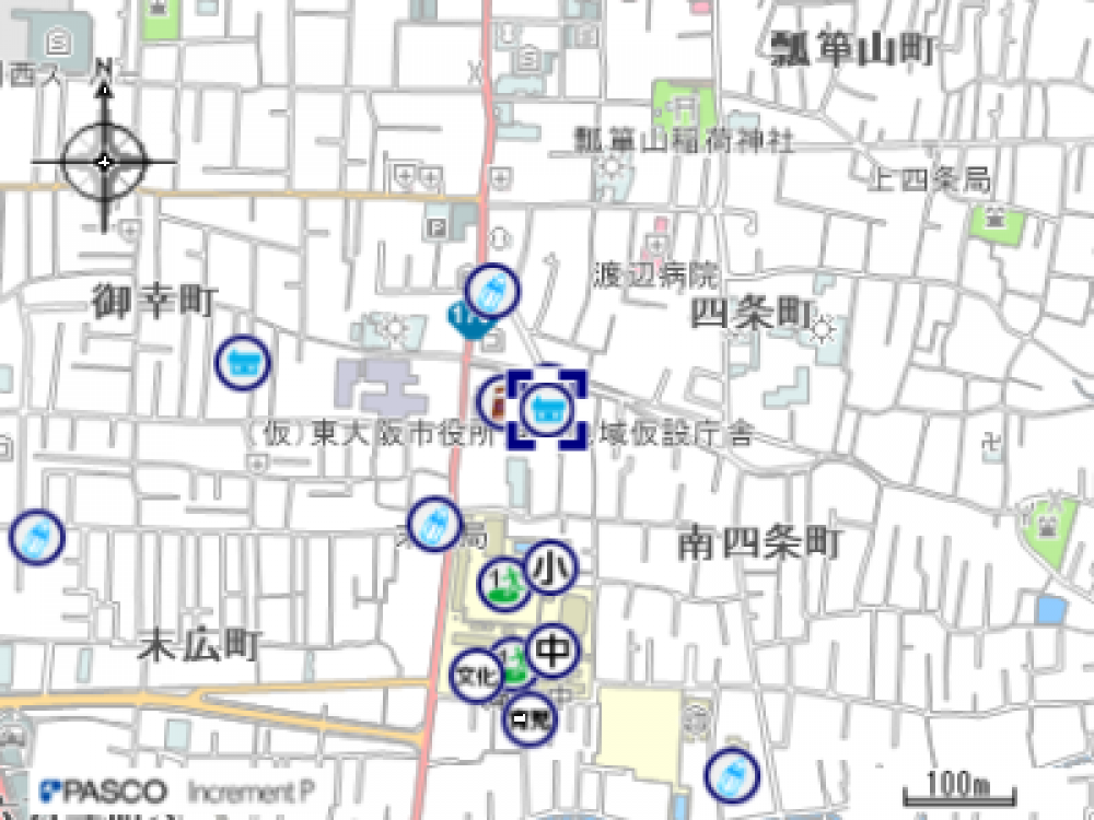 四条市民プラザの地図はことらをクリック