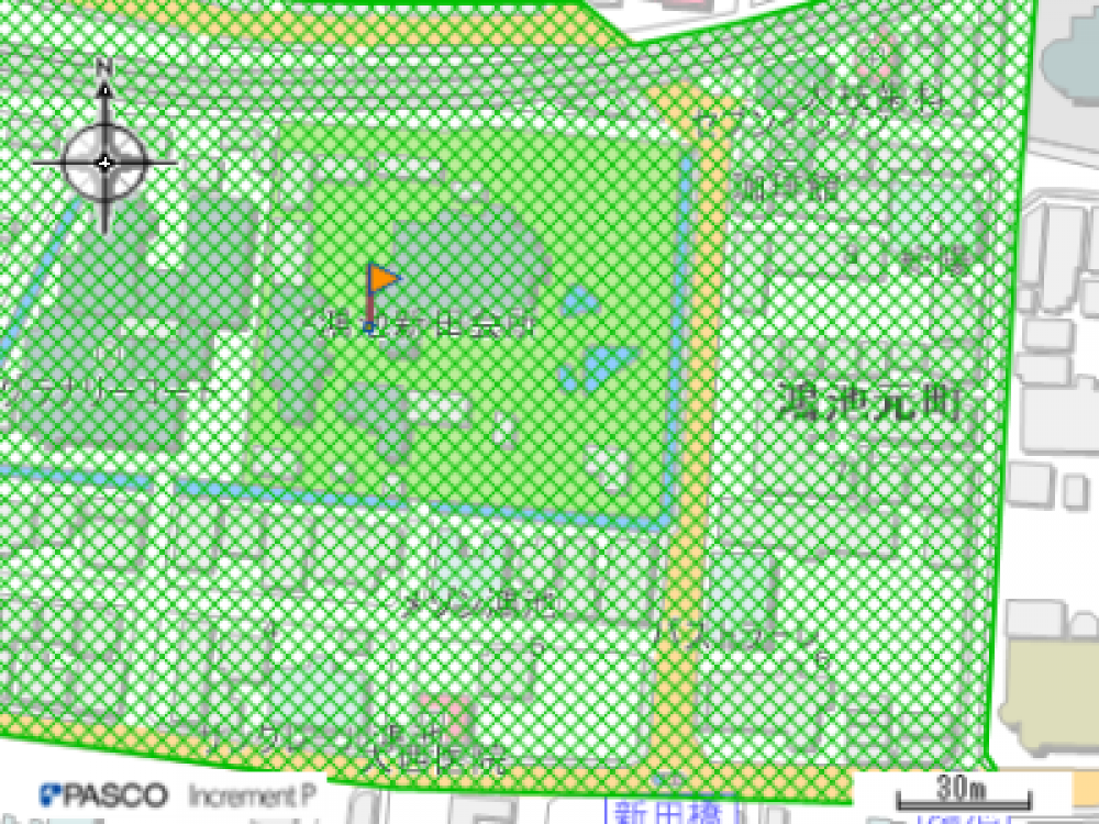 鴻池新田会所周辺区域の地図