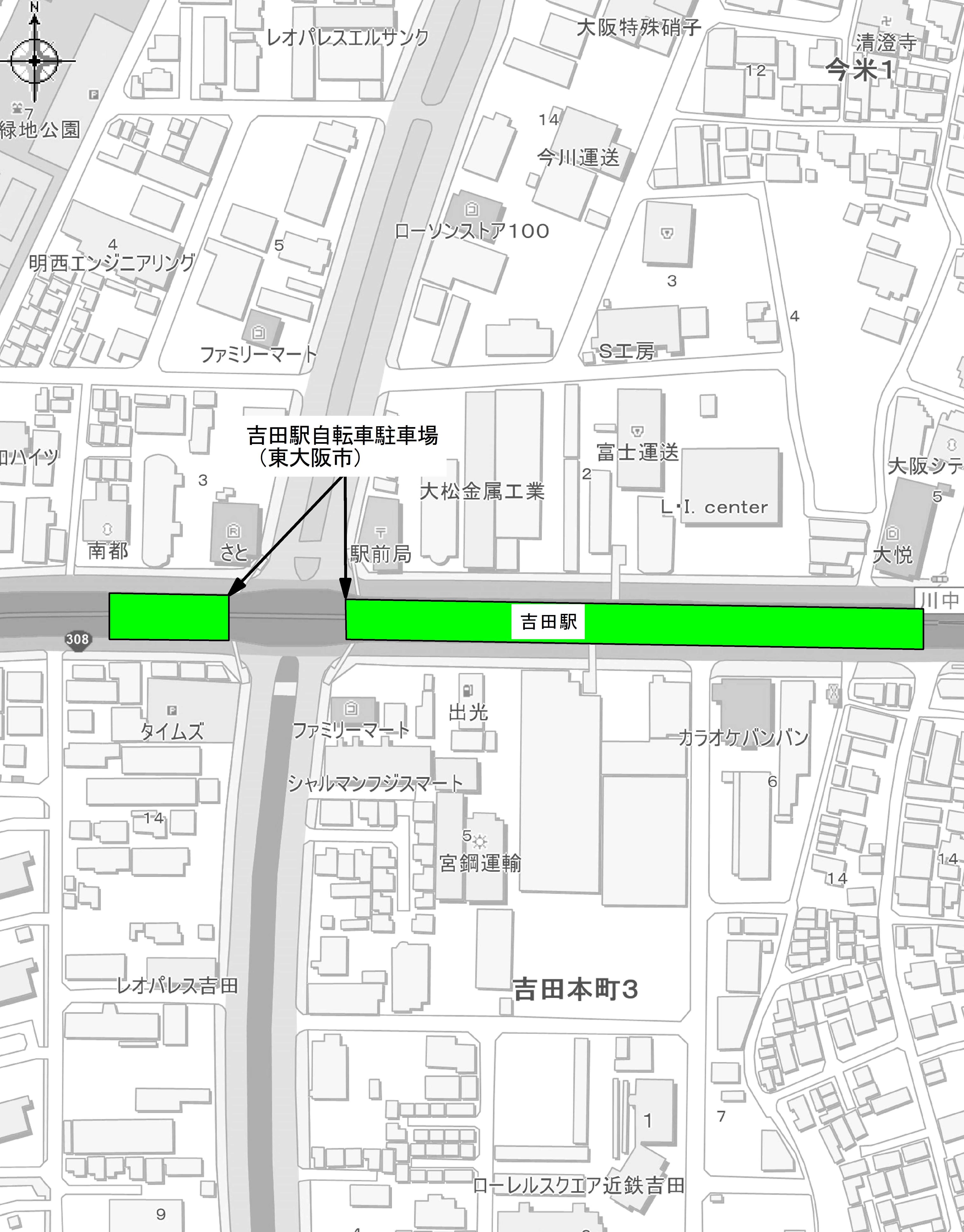 吉田駅周辺自転車駐車場案内図