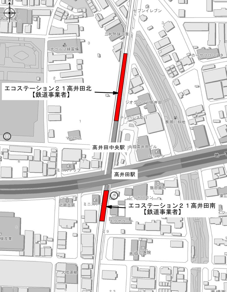 高井田駅及び高井田中央駅周辺自転車駐車場案内図