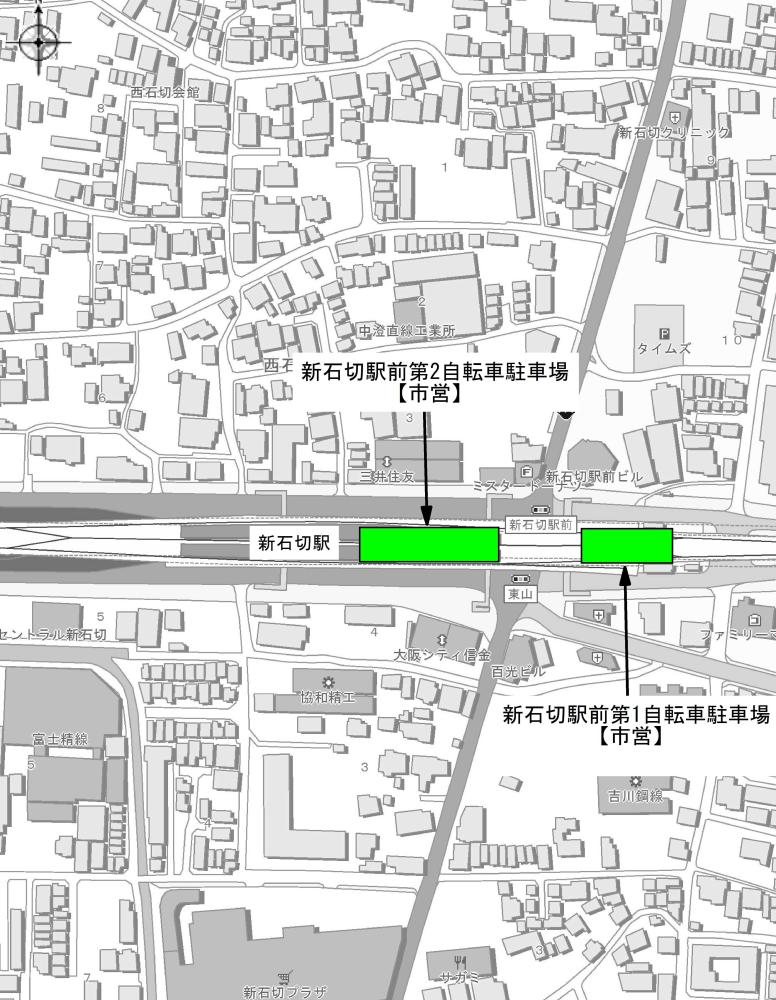 新石切駅周辺自転車駐車場案内図