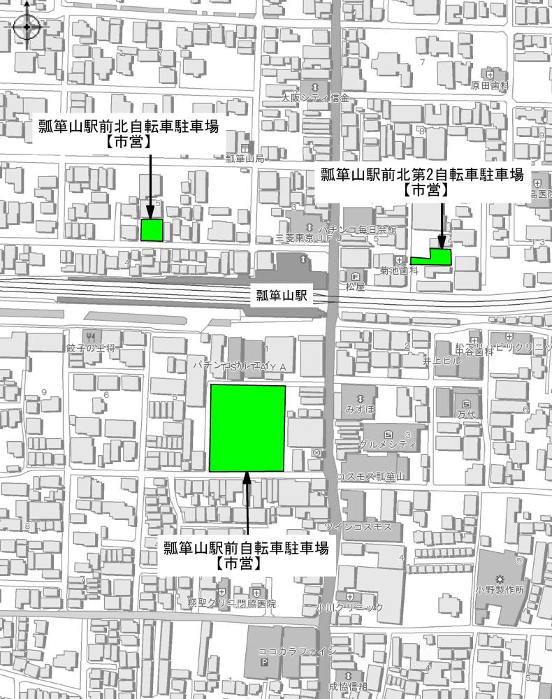 瓢箪山駅周辺自転車駐車場案内図