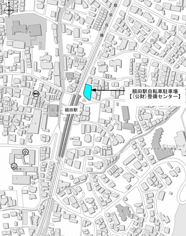 額田駅周辺自転車駐車場案内図
