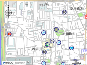 東大阪市立岩田こども園付近の地図