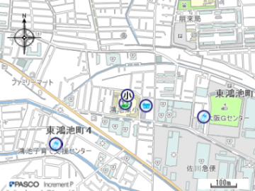 鴻池東小学校の地図はこちらをクリック