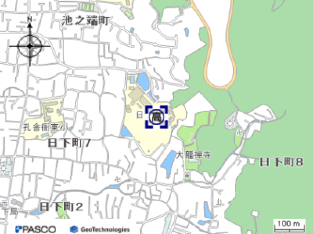 ひがしおおさか e~まちマップで日新高校の場所を確認する