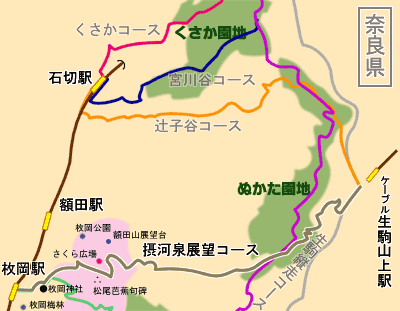 摂河泉展望コースの地図