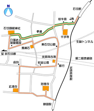 A地区：石切～額田の地図