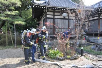 千手寺の消防訓練の写真