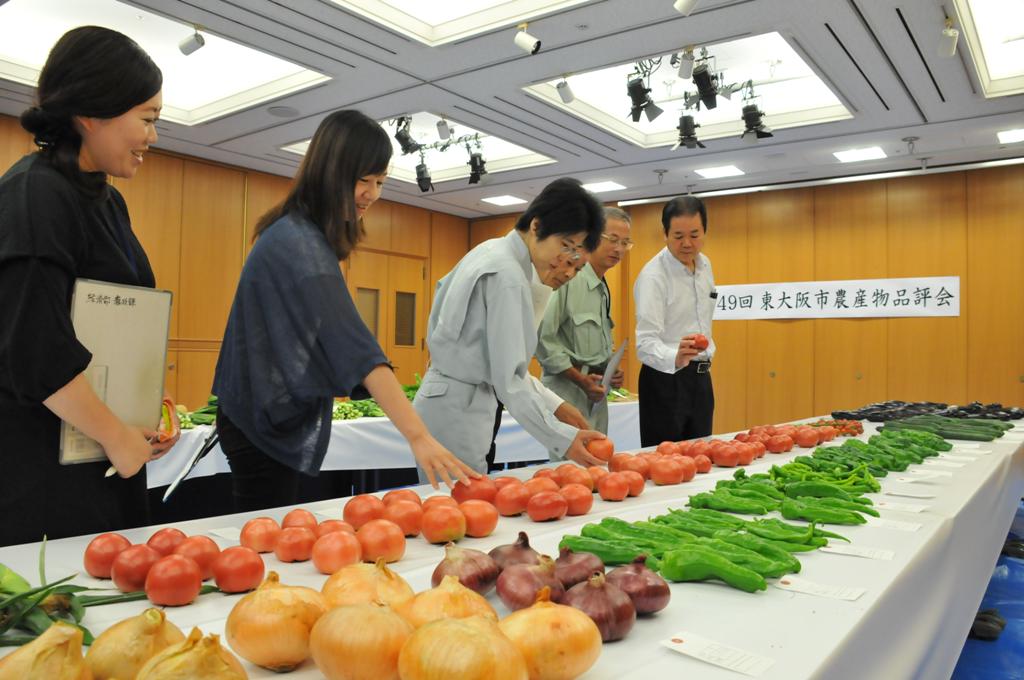 審査員たちがチェックをしている写真