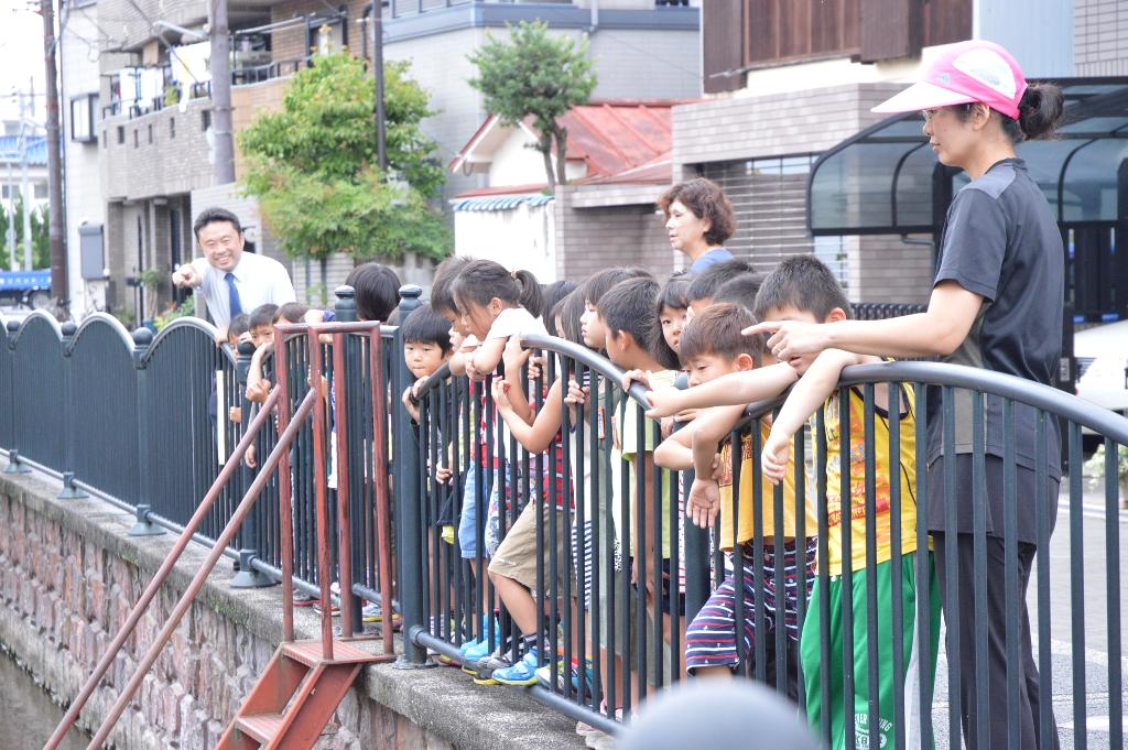 長瀬川を見学している写真