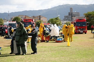 防護服着装状況の写真