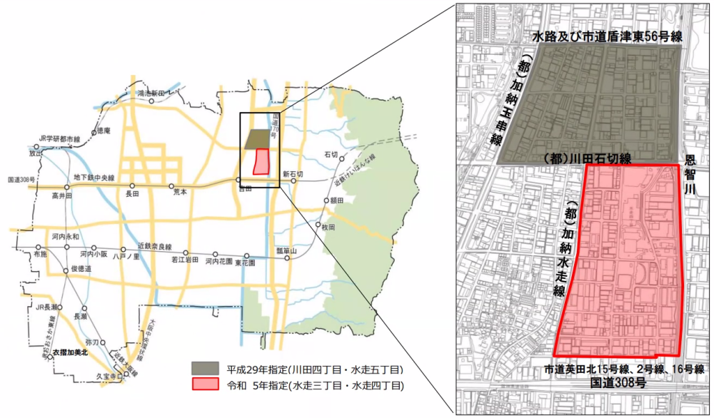 特別用途地区(工業保全地区)の地図