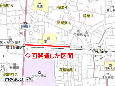 開通した道路の地図
