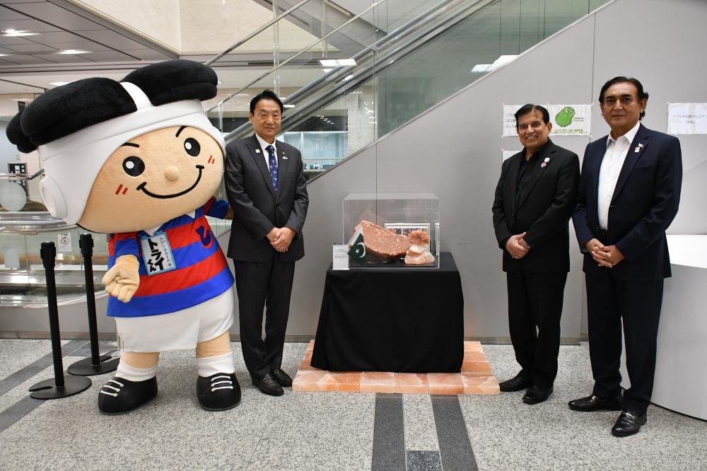 市役所1階に展示