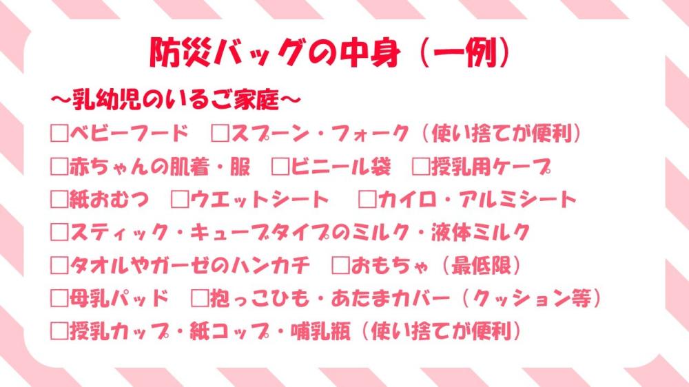 防災バッグの中身2(一例)