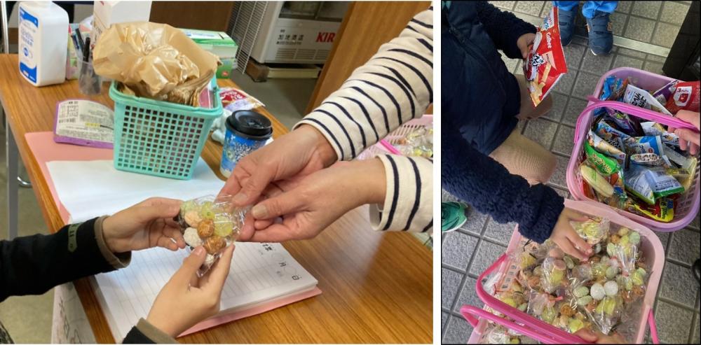 こども食堂へのお菓子の寄付の様子